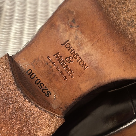 LIKE NEW mens JOHNSTON & MURPHY Black leather shoes. 8M. Worn once. EXCELLENT - Picture 9 of 9